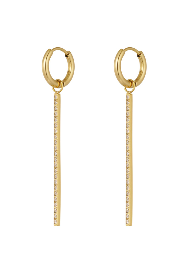 Zircon row earrings - gold