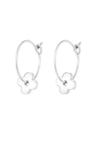 Minimalist earrings with flower - silver h5 