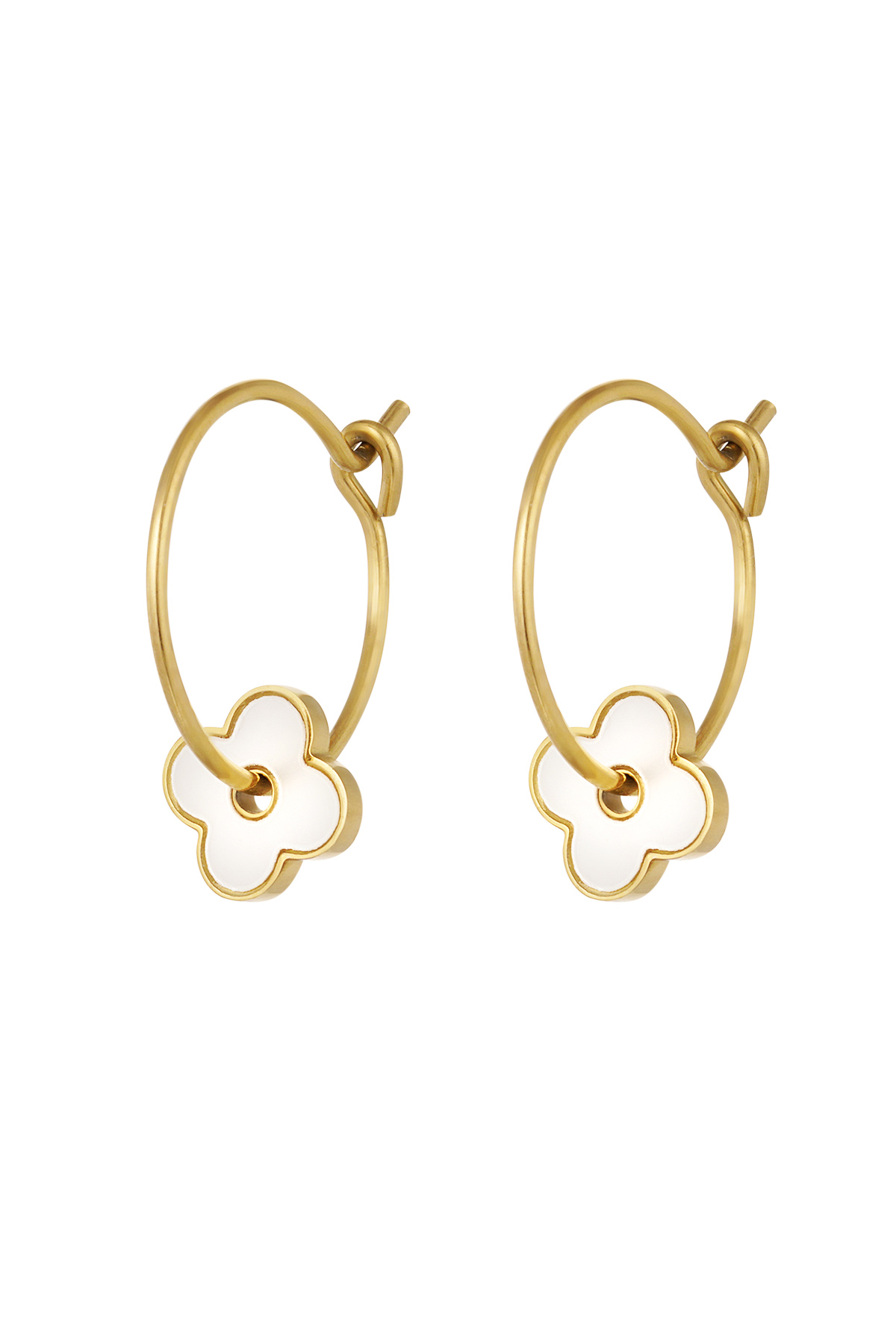 Minimalist earrings with flower - gold h5 