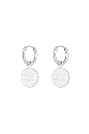 Minimalist round earrings with eye - silver h5 