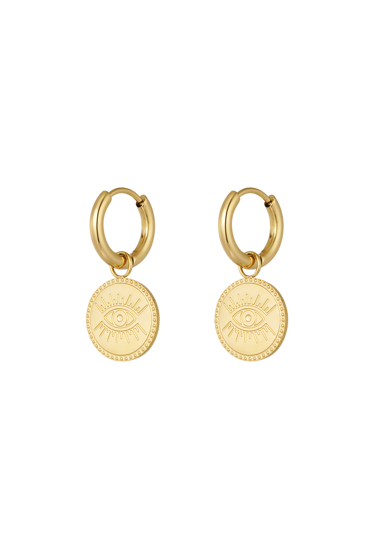 Earrings minimalist round with eye - gold h5 