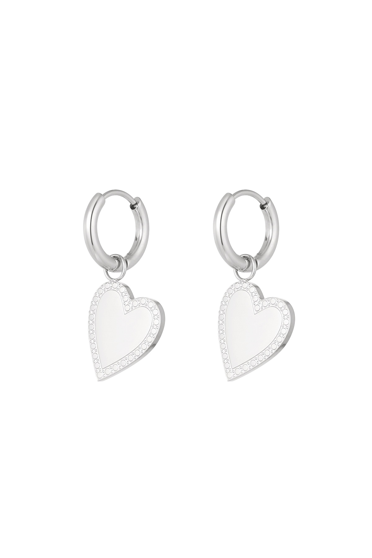 Earrings minimalist elegant heart - silver
