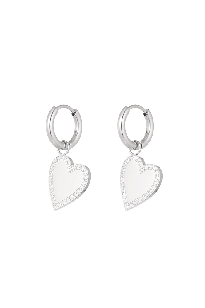 Earrings minimalist elegant heart - silver 