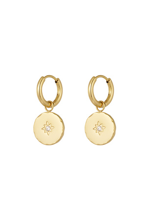 Earrings minimalist round with star - gold h5 