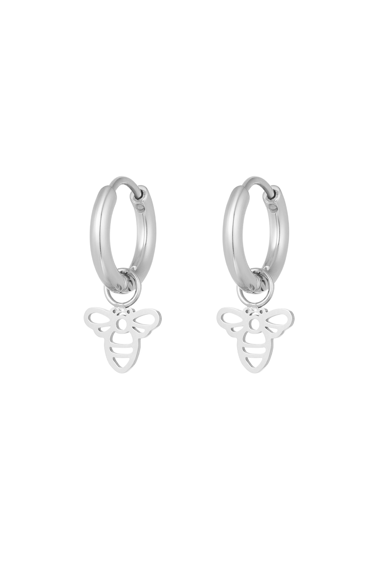 Minimalist bee earrings - Silver Color color 2