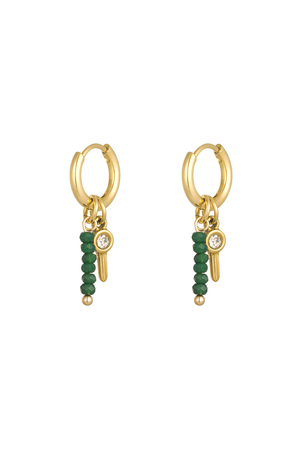 Earrings beads with charm - gold/green h5 