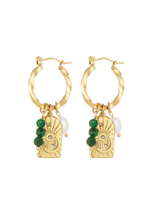 Earrings charm party twisted - gold/green h5 