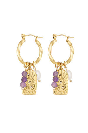 Earrings charm party turned - gold/purple h5 