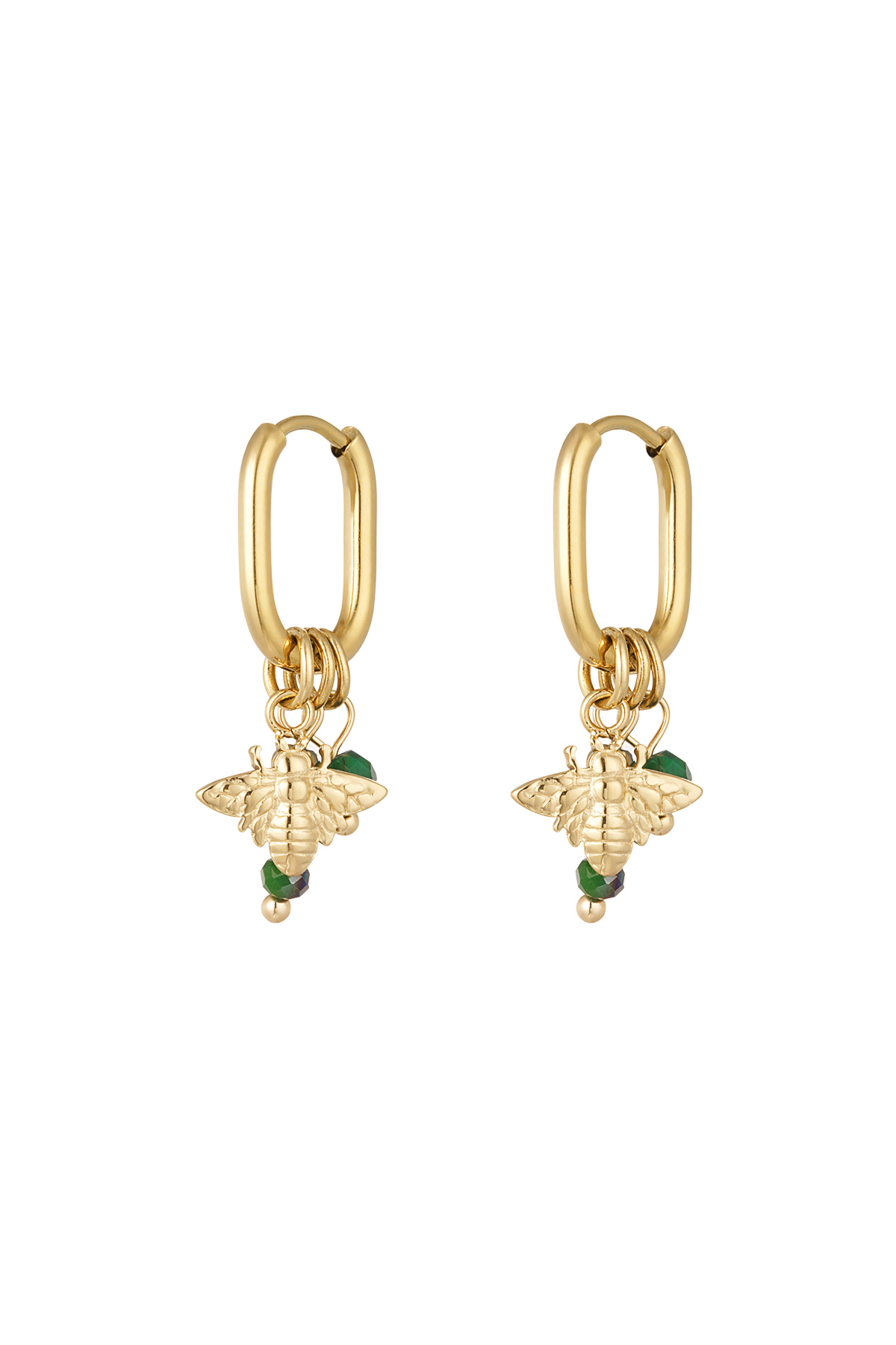 Boucles d'oreilles avec décoration - vert/or