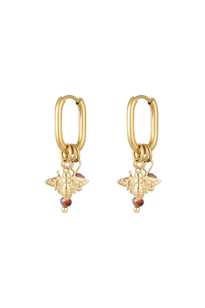 Earrings with decoration - red/gold h5 