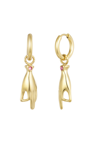 Hand symbol earrings - gold/pink h5 