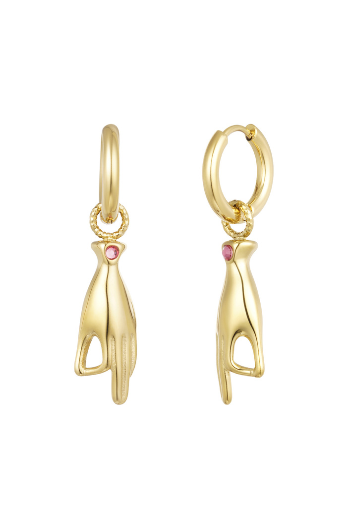 Hand symbol earrings - gold/pink 