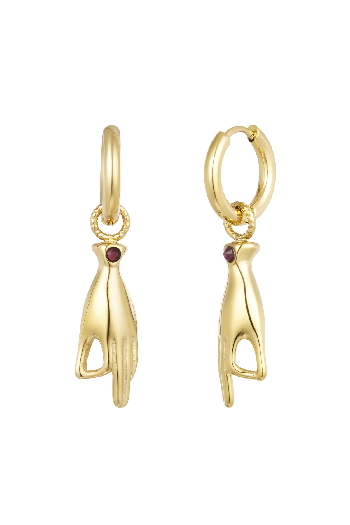 Hand symbol earrings - Gold color/purple 2