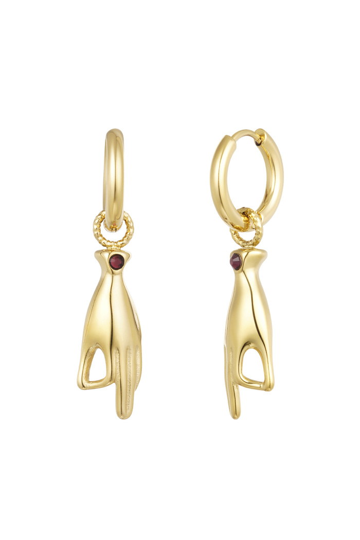 Hand symbol earrings - gold/purple 