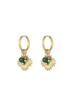 Clover earrings with beads - gold/green h5 
