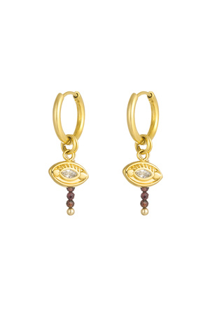 Eye earrings with beads - gold/brown h5 