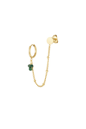 Earring with stud green beads - gold/green h5 