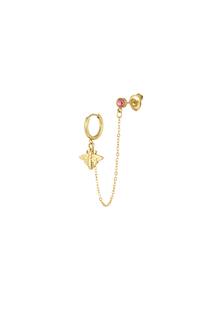 Earrings & stone - gold/pink 