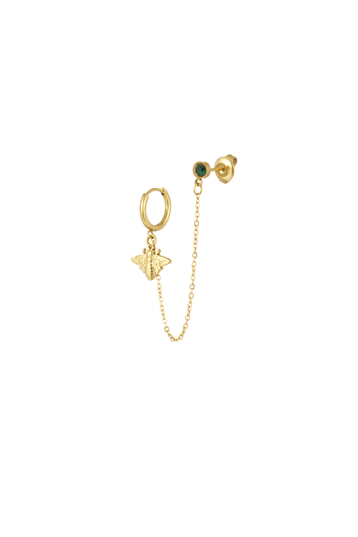 Earrings &amp; stone - gold/green