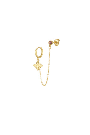 Earrings & stone - gold/purple h5 