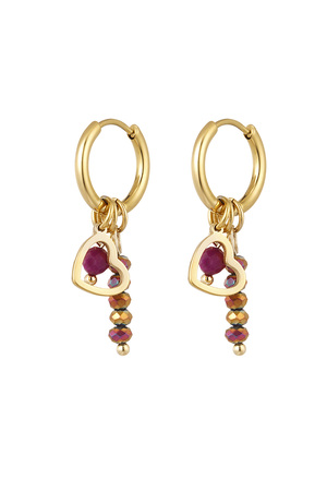 Boucles d'oreilles perles avec coeur - doré/rose h5 