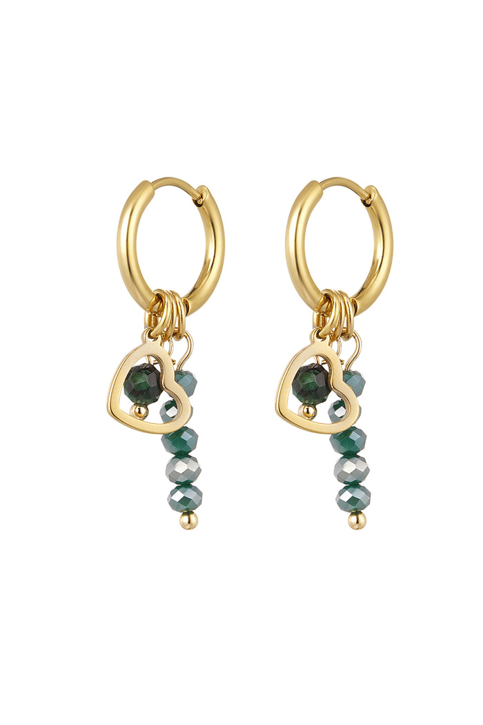Ohrringe Perlen mit Herz - Gold/Grün 