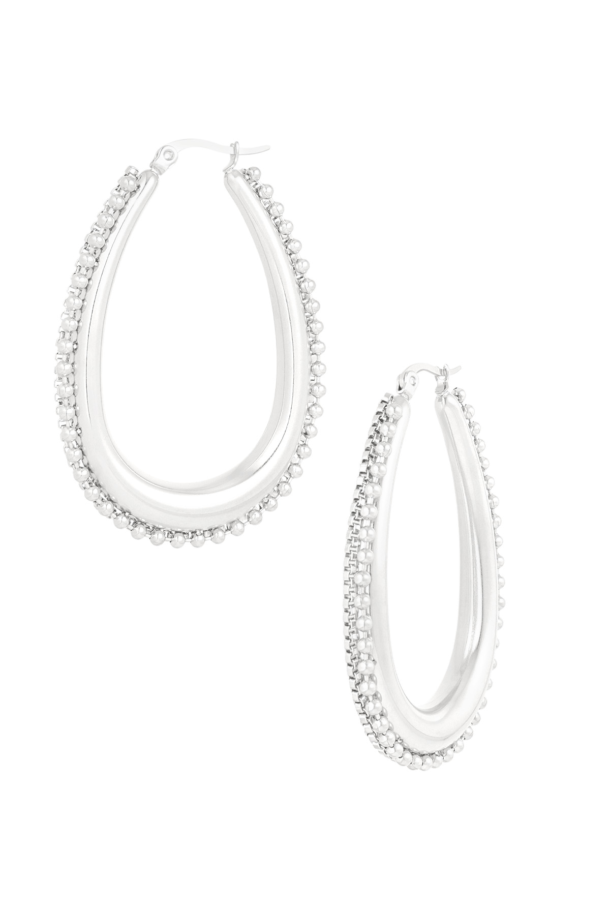 Earrings oval life - silver h5 