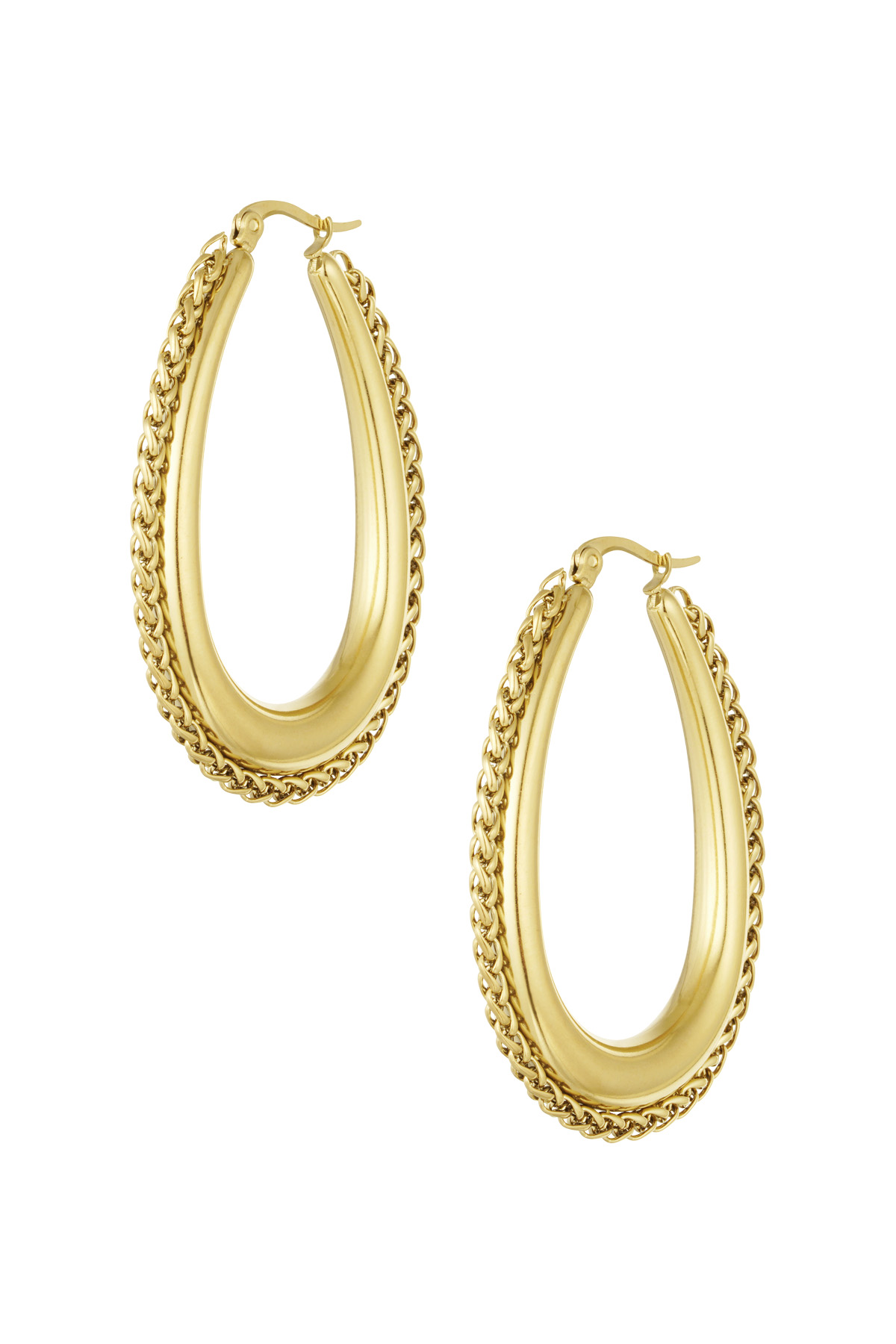 Hoops with braided edge - gold  h5 