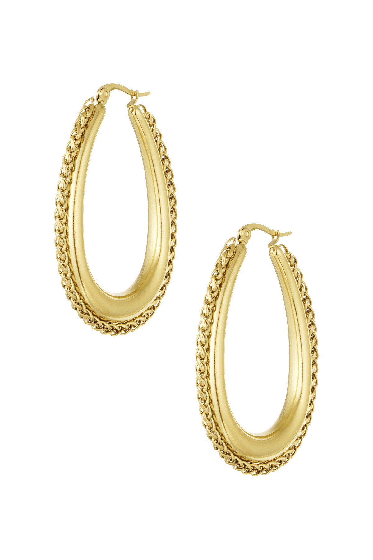 Hoops with braided edge - Gold color