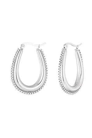 Drop shaped earring with links - silver h5 