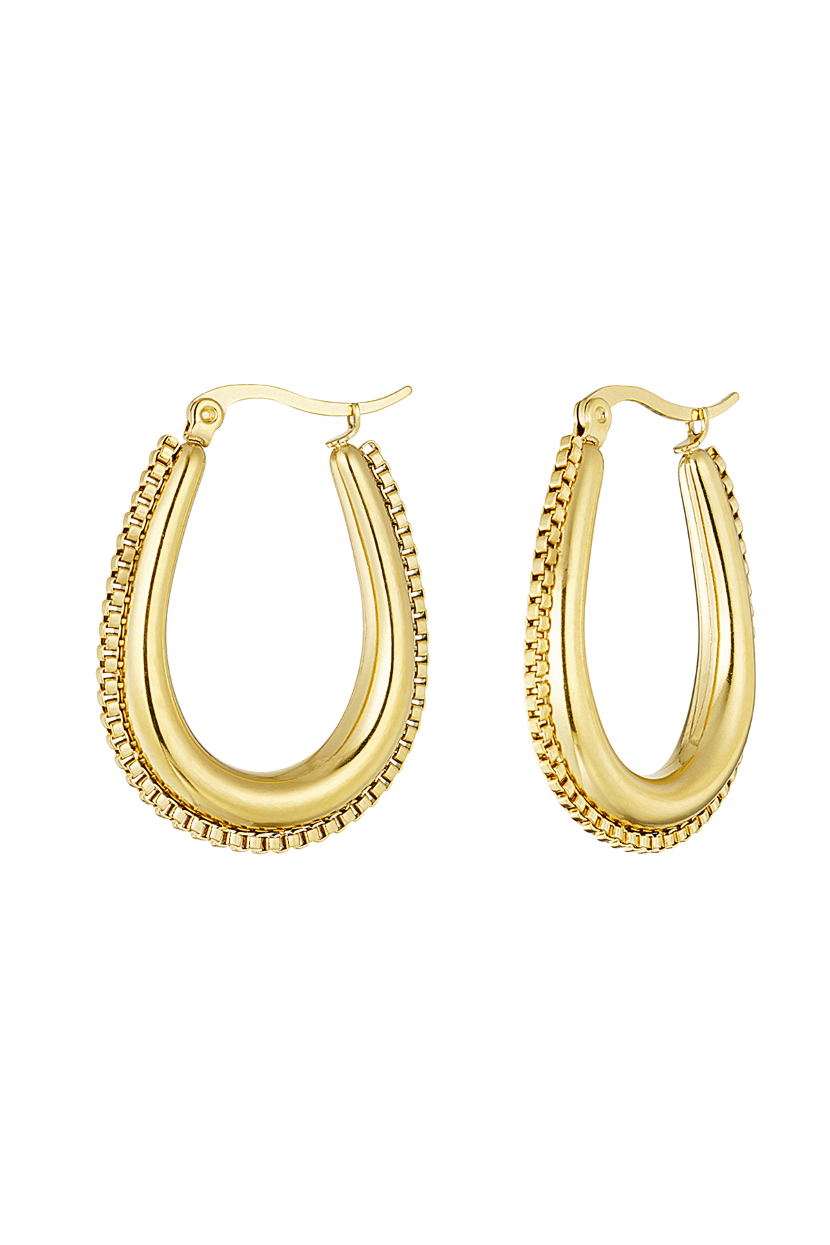 Tropfenförmiger Ohrring mit Gliedern – Gold