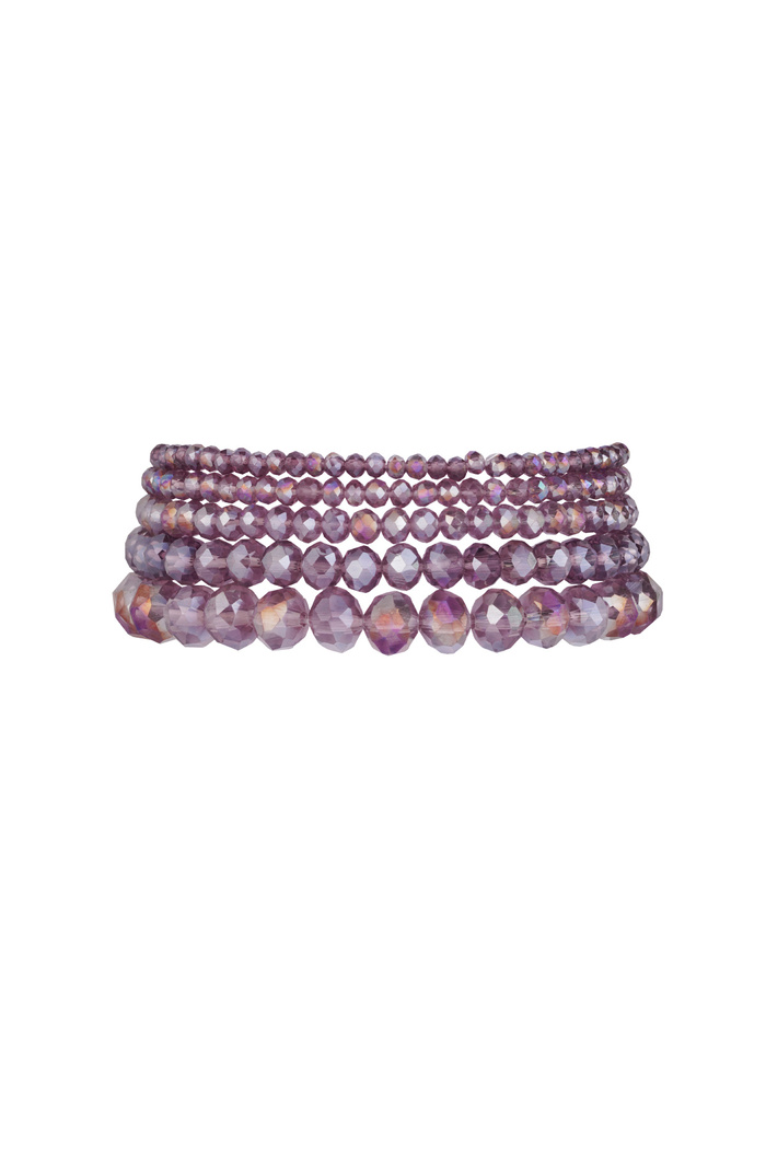 Set van 5 kristal armbanden paars - druif paars 