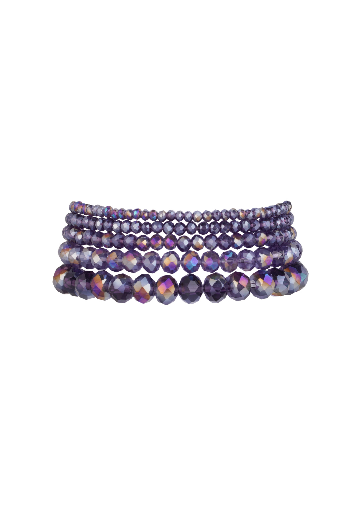Set of 5 crystal bracelets purple - lavender