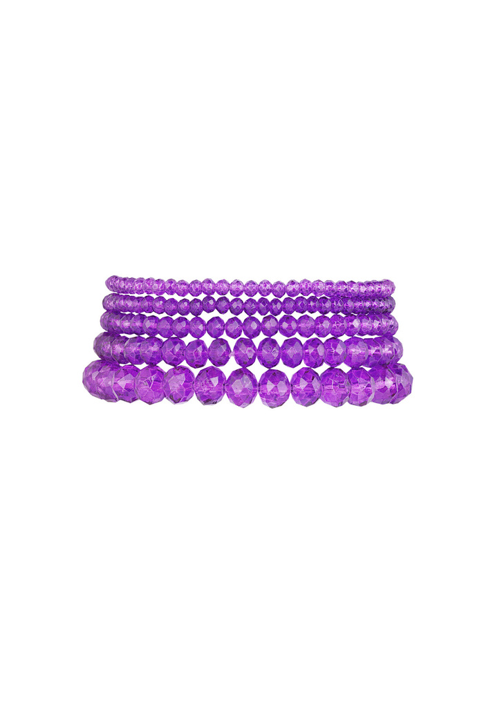 Set of 5 crystal bracelets purple - purple 