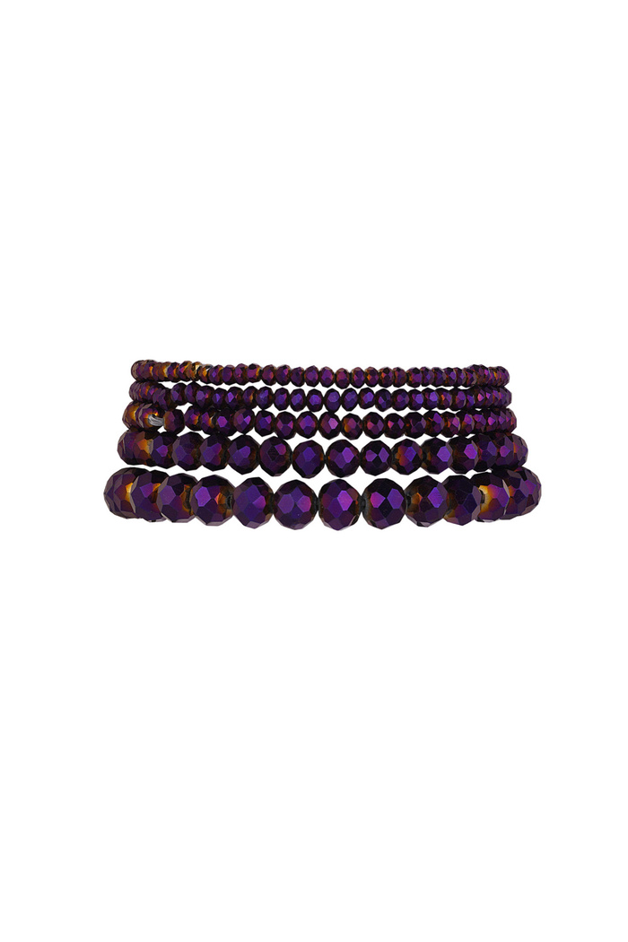 Lot de 5 bracelets en cristal violet - violet foncé 