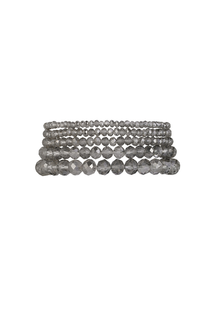Set di 5 bracciali in cristallo grigio - trasparente 