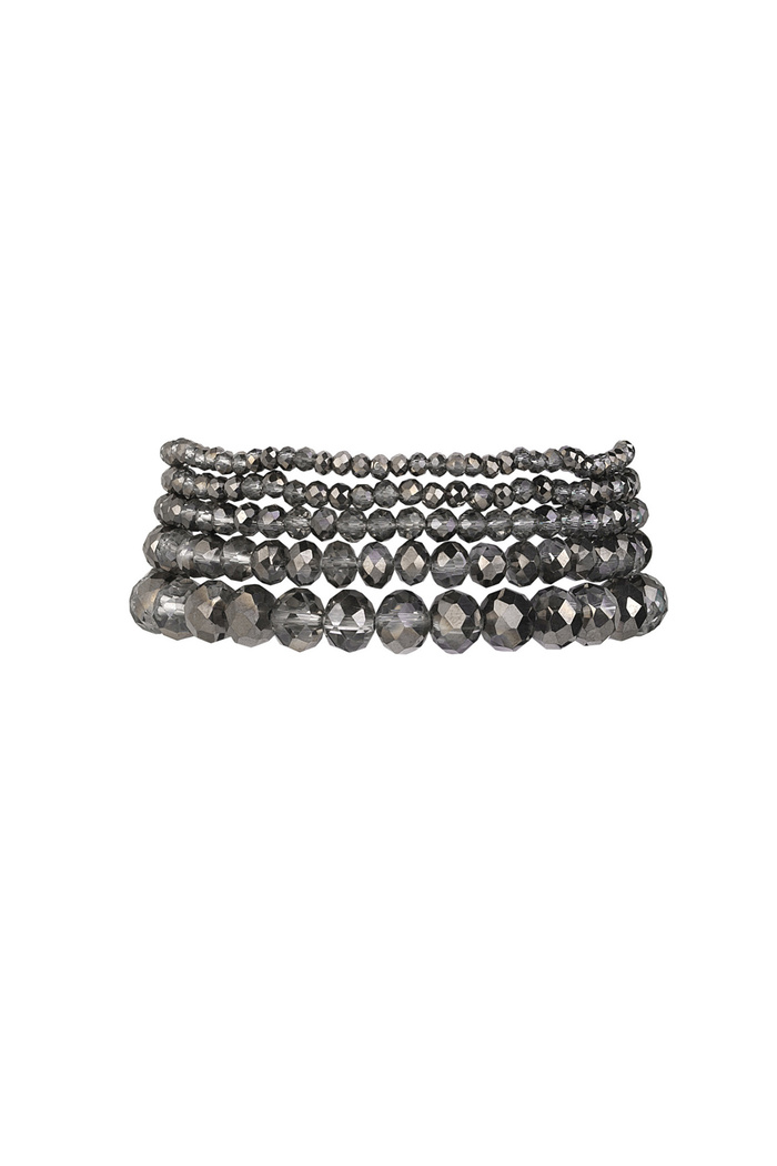 Bracelet Set with Irregular Crystal Beads - Black & Gray 