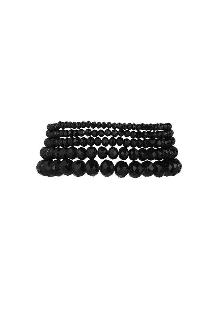 Set van 5 kristal armbanden grijs - zwart 