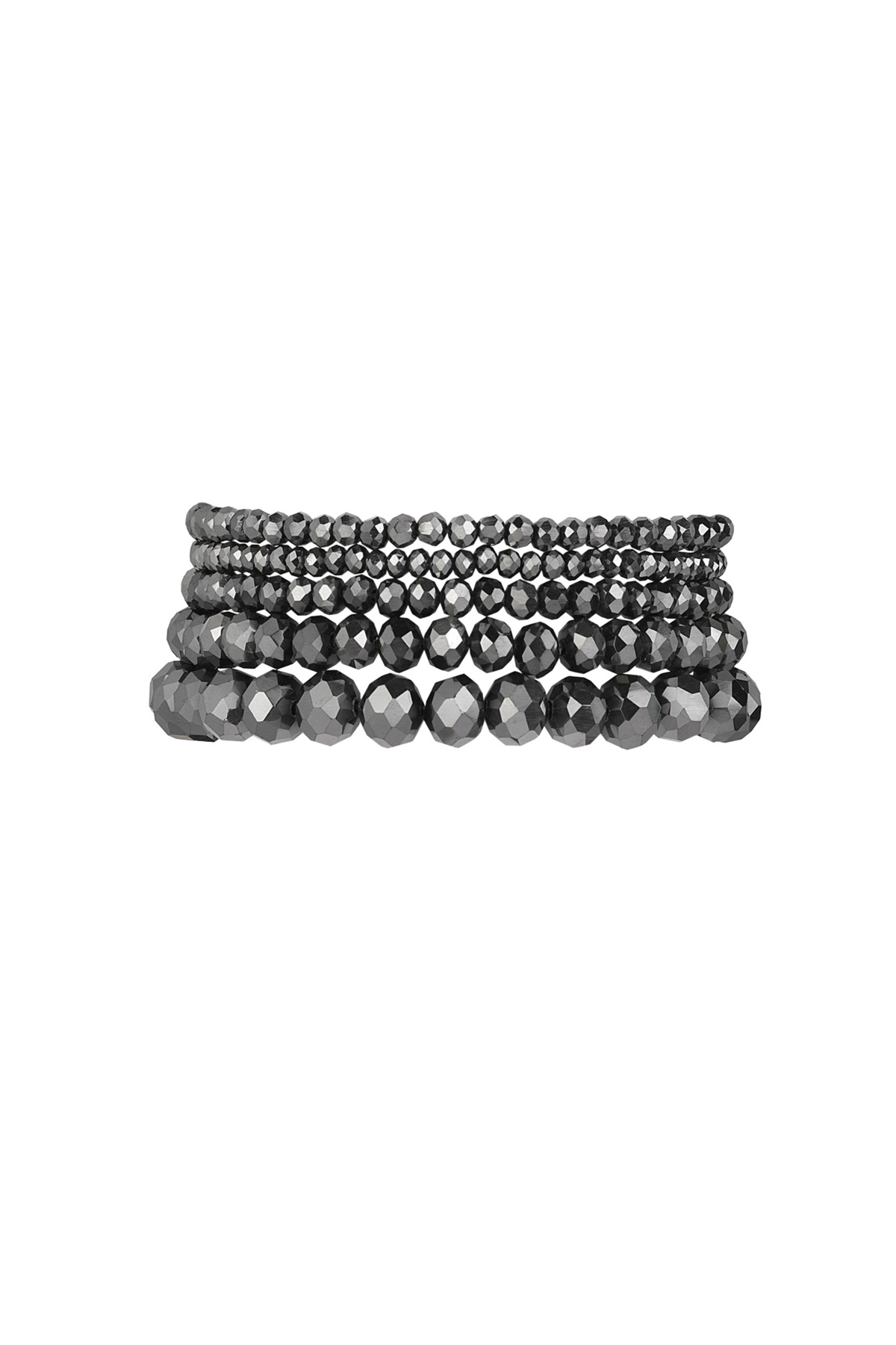 Set van 5 kristal armbanden grijs - donkergrijs 