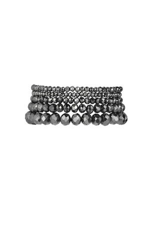 Set of 5 crystal bracelets gray - dark gray h5 