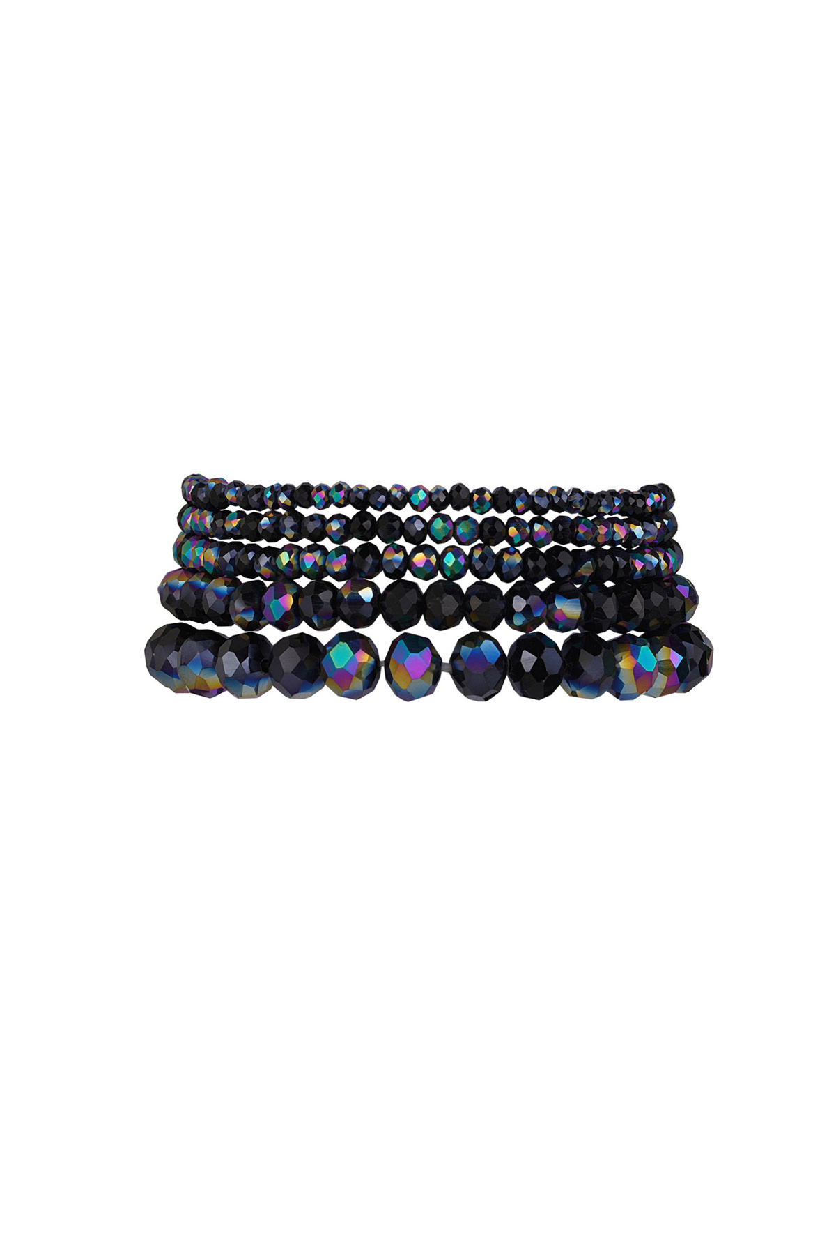 Set of 5 crystal bracelets gray - black multi