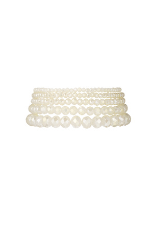 Bracelet Set with Irregular Crystal Beads - Off White h5 