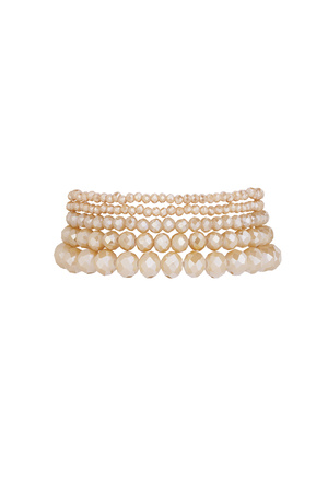 Set of 5 crystal bracelets beige - beige gold h5 