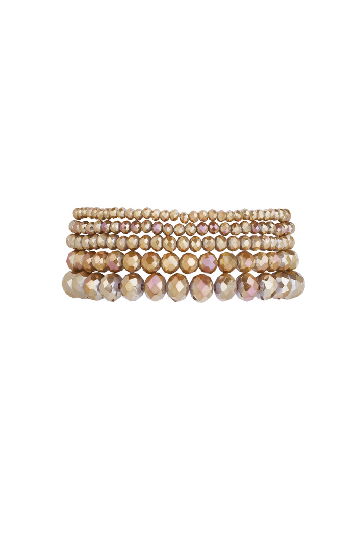 Set of 5 crystal bracelets beige - brown 