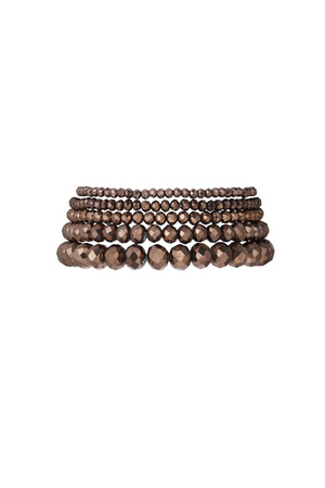 Bracelet Set with Irregular Crystal Beads - Dark Brown h5 