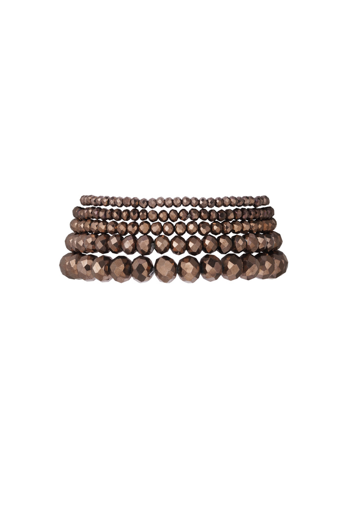 Bracelet Set with Irregular Crystal Beads - Dark Brown 