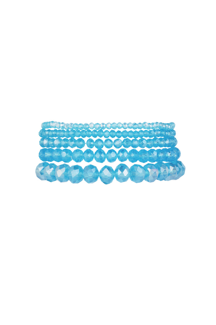 Set of 5 crystal bracelets ocean - light blue 
