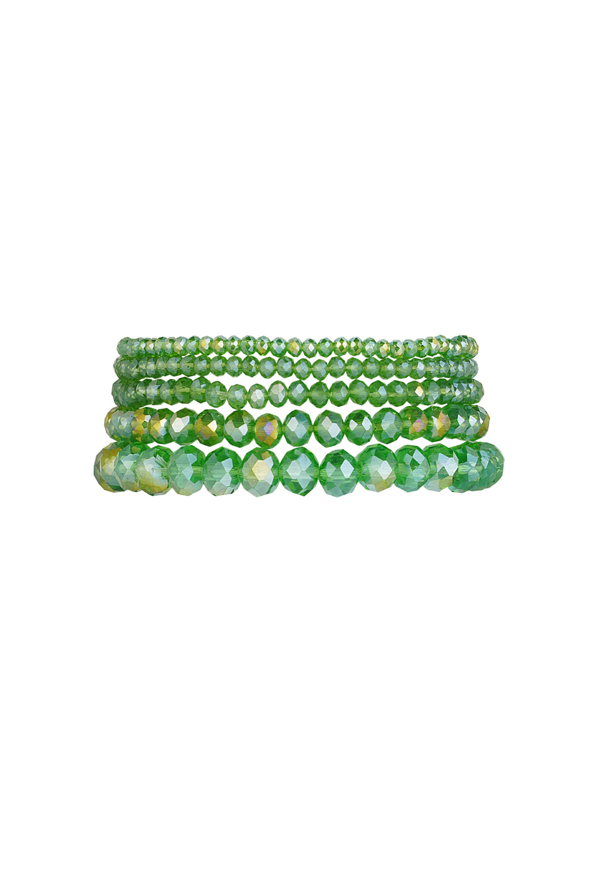 Lote de 5 pulseras de cristal verde - oro verde