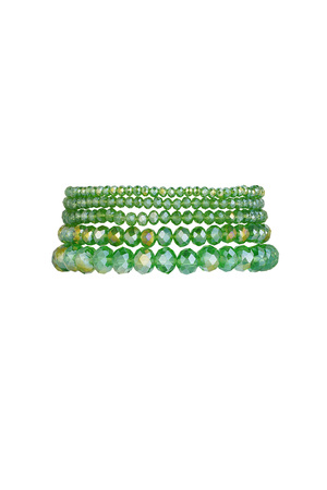 Set di 5 braccialetti di cristalli verdi - oro verde h5 