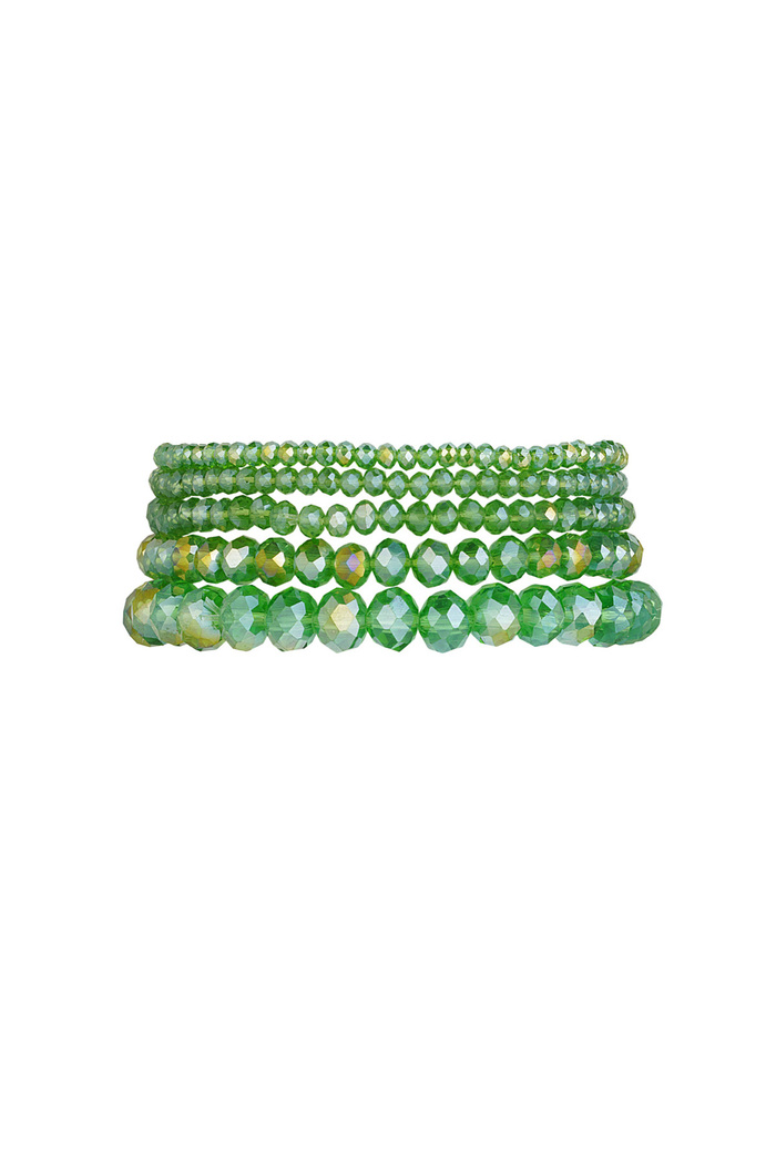 Set mit 5 Kristallarmbändern grün – grüngold 